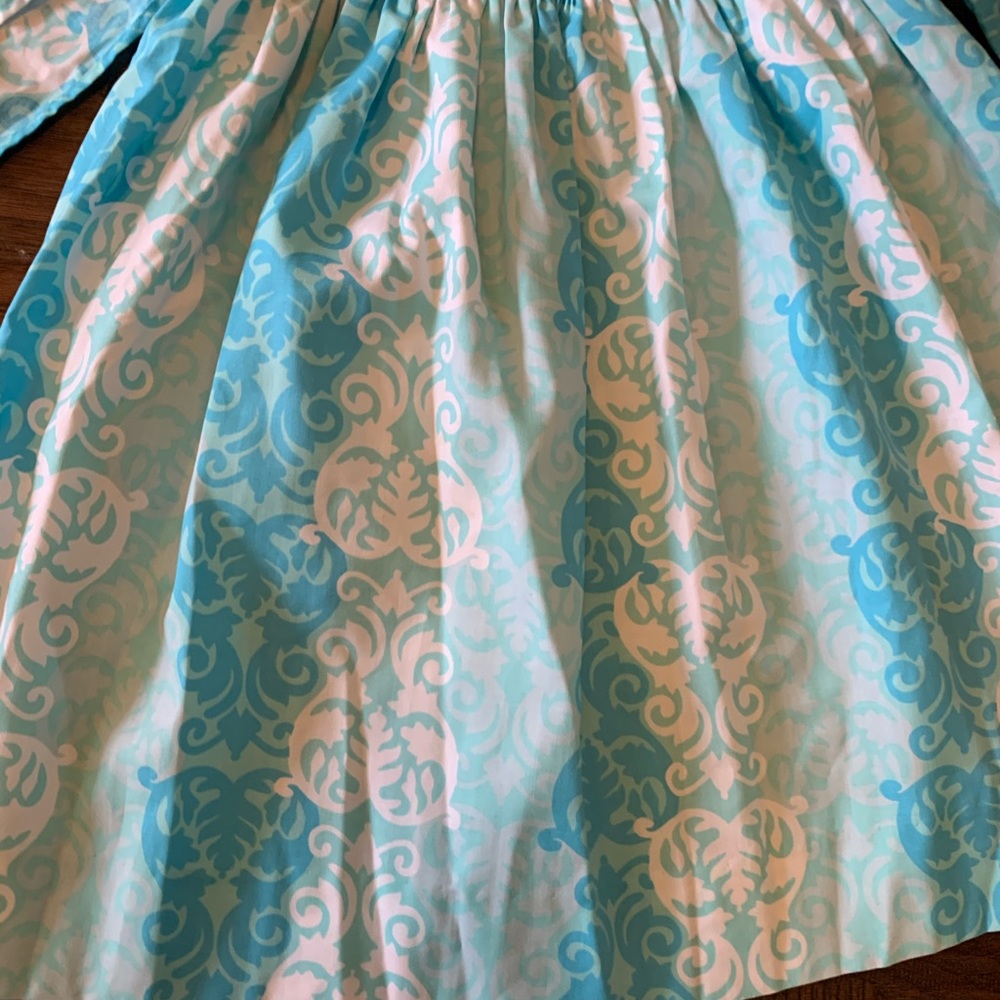 Eleanor Rose Damask Blue Girls Dress Size 7/8 - Picture 2 of 7